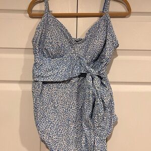 Isabel Maternity by Ingrid & Isabel Blue and White One Piece Swimsuit